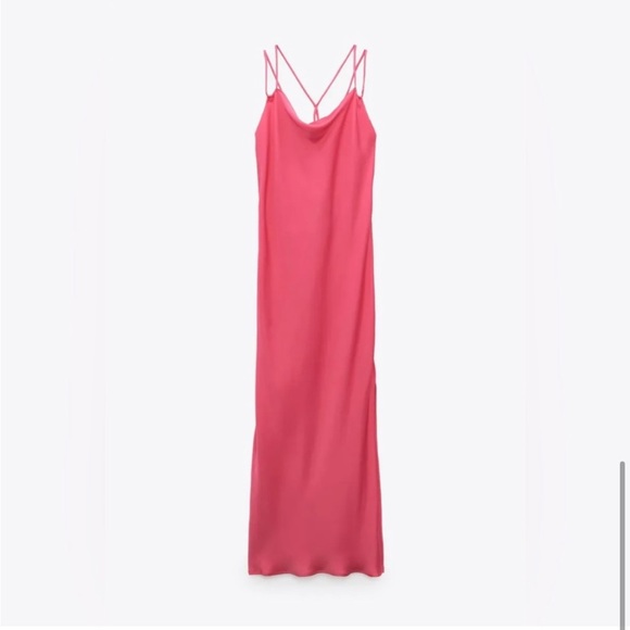 💖 ZARA Bloggers Fav Satin Draped-Neck Midi/Maxi Dress. Size LG. Excellent Cond! - Picture 11 of 16